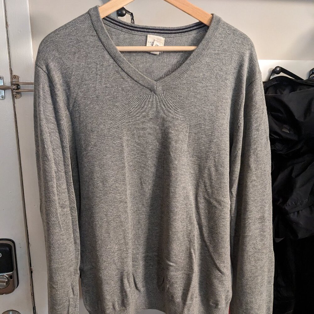 Lands' End Classic 100% Cotton Sweater - Men's Large - Color: Gray